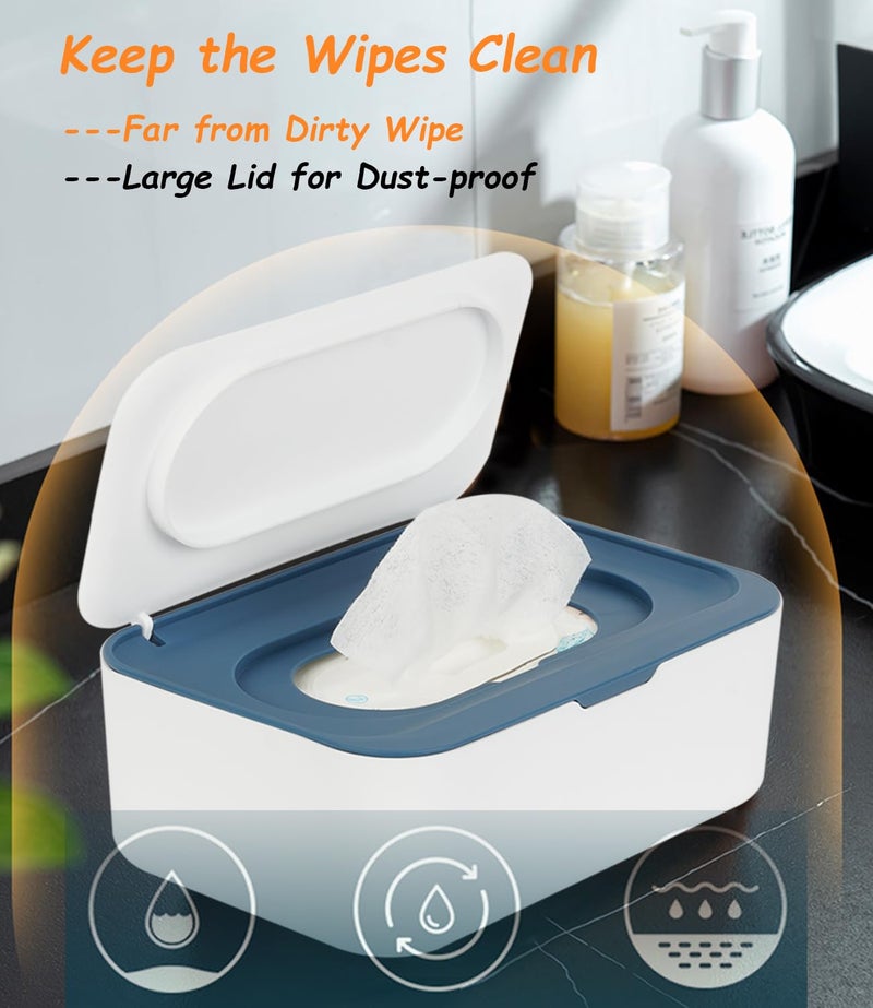 Seposeve Wipes Dispenser, Wipe Holder for Baby & Adult, Refillable Wipe Container, Keeps Wipes Fresh, One-Handed Operation. Non-Slip, Easy Open/Close Wipes Pouch Case, Blue - Image 2